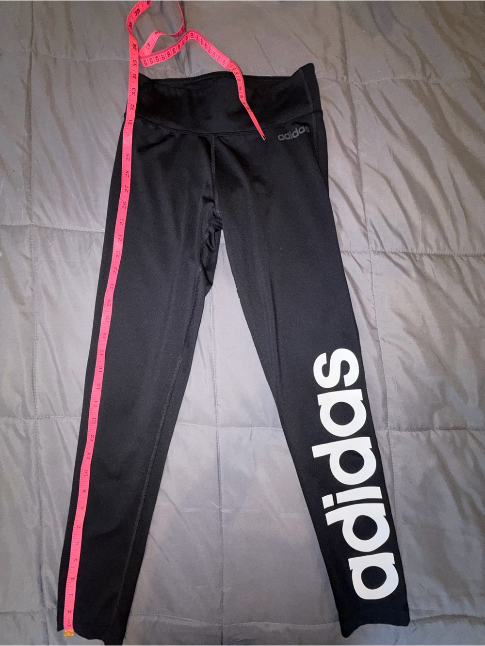 Adidas Climalite Linear Logo Spell Out Leggings Black Women's S - Picture 3 of 7